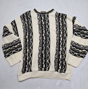 Vintage 90's Geometric Design Grandpa Slouchy Sweater XL